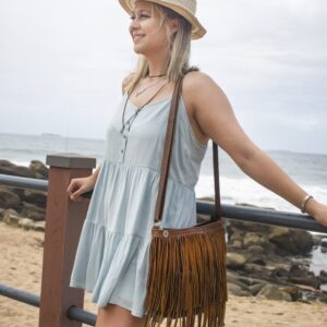 leather crossbody tassel bags for women